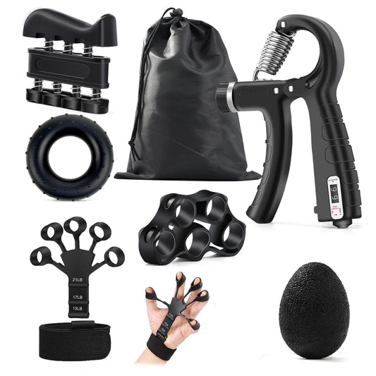 Kit Musculation Mains & Avant-Bras 5-60kg | Pince à Main Réglable + Exerciseur de Doigts | Rééducation, Stress, Escalade, Fitness